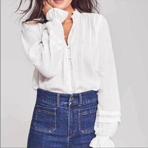 Faherty Willa Button Front Peasant Blouse Size Small